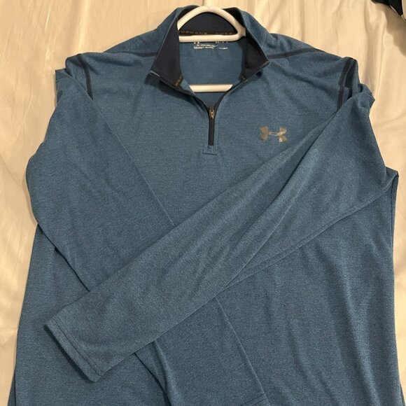 Under Armour Men's Long Sleeve Quarter Zip Shirt, Medium, Blue - Picture 7 of 8